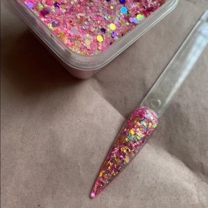 Pinky glitter acrylic powder mix